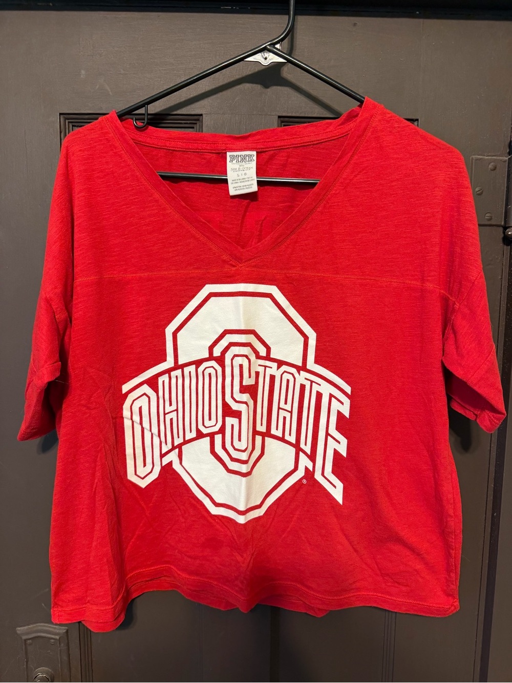 PINK Victoria's Secret Red Ohio State V-Neck Tee